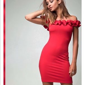 Red off the shoulder ruffled dress NWT